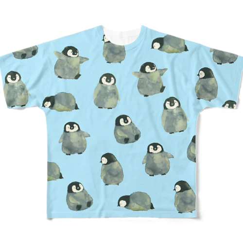 ペンギンTシャツ（水色） フルグラフィックTシャツ