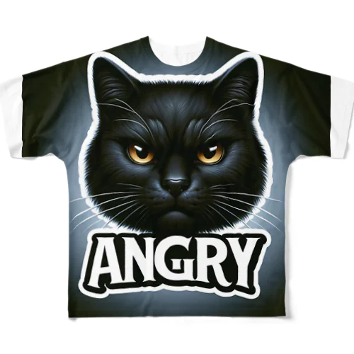 アングリー黒猫シリーズ フルグラフィックTシャツ