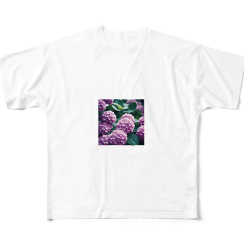 アジサイの球状の花房 フルグラフィックTシャツ