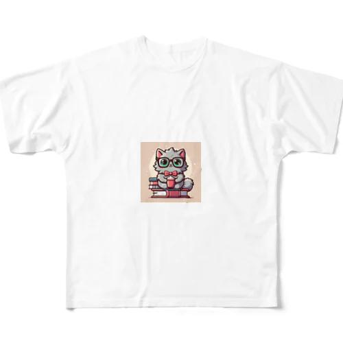 癒し猫 フルグラフィックTシャツ