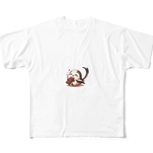 チョコエナガ フルグラフィックTシャツ