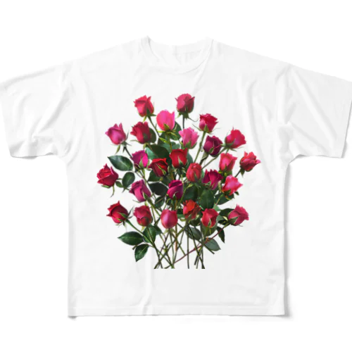 Redpink 26 Roses フルグラフィックTシャツ