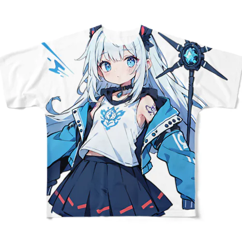 未来戦士の女の子 フルグラフィックTシャツ