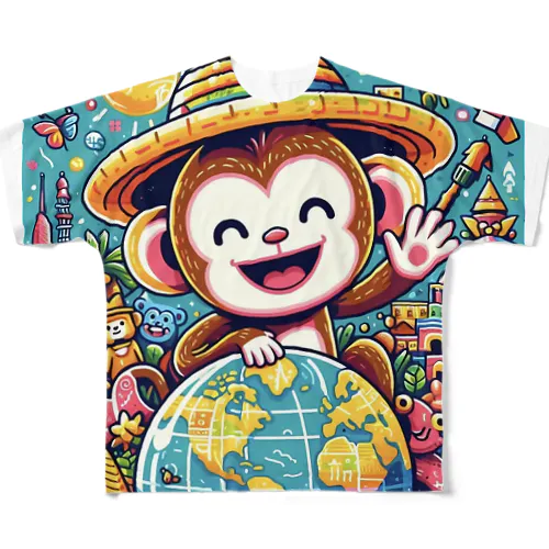 happiness monkey フルグラフィックTシャツ