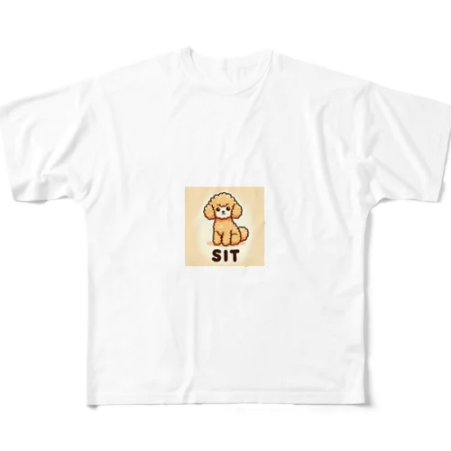 もふもふアプリコット　トイプードル　おすわり All-Over Print T-Shirt