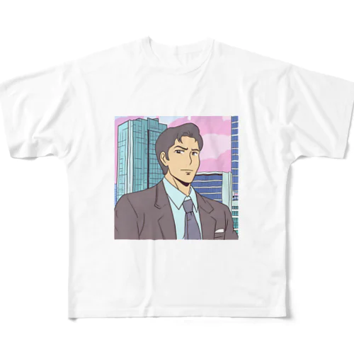 夕焼けサラリーマン フルグラフィックTシャツ