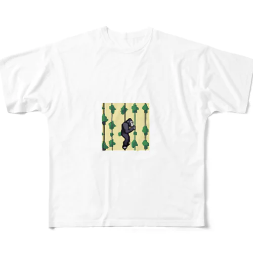 ロープにぶら下がるゴリラ All-Over Print T-Shirt