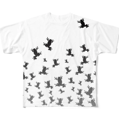 大量のカエルのシルエットTシャツ All-Over Print T-Shirt