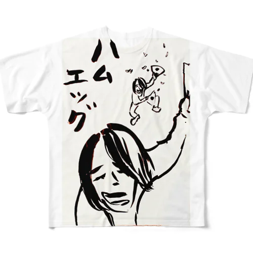 maguro ハムエッグ フルグラフィックTシャツ