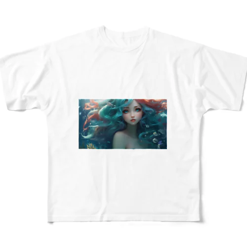 Mint mermaid フルグラフィックTシャツ