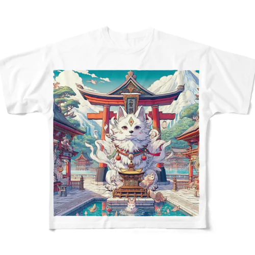 犬神様鎮座 フルグラフィックTシャツ