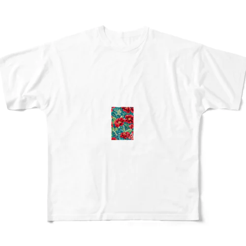 red flower All-Over Print T-Shirt