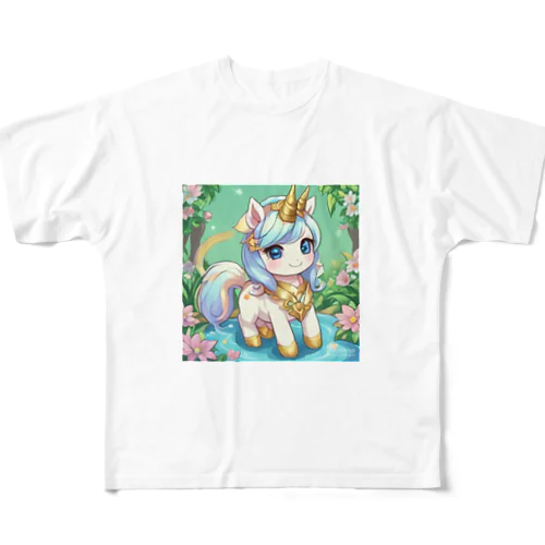 かわいいユニコーンのみこ フルグラフィックTシャツ