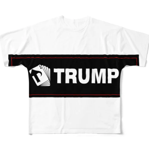 黒　TRUMPロゴ（タグデザイン） All-Over Print T-Shirt