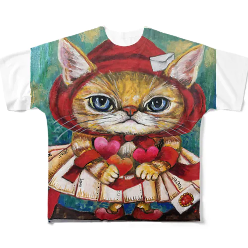 ハート猫 All-Over Print T-Shirt