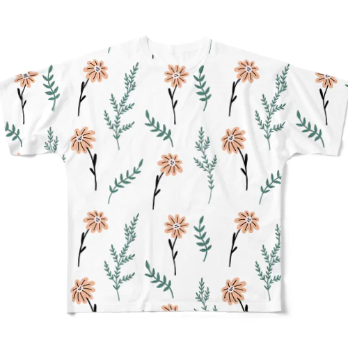 花柄33 フルグラフィックTシャツ