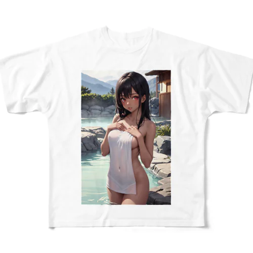 褐色の女の子が贅沢な温泉でまったりと過ごしています。 All-Over Print T-Shirt