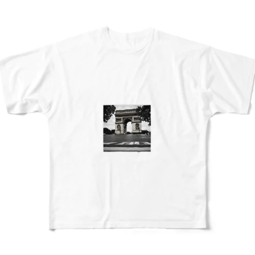 凱旋門モノクロ⛩ フルグラフィックTシャツ