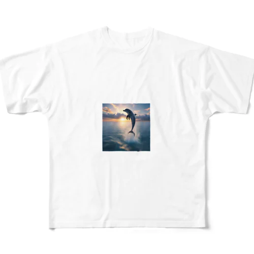 夕日とイルカ🐬🌅 フルグラフィックTシャツ