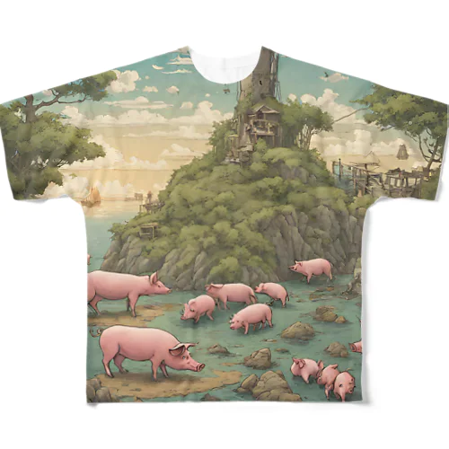 豚の島々 フルグラフィックTシャツ