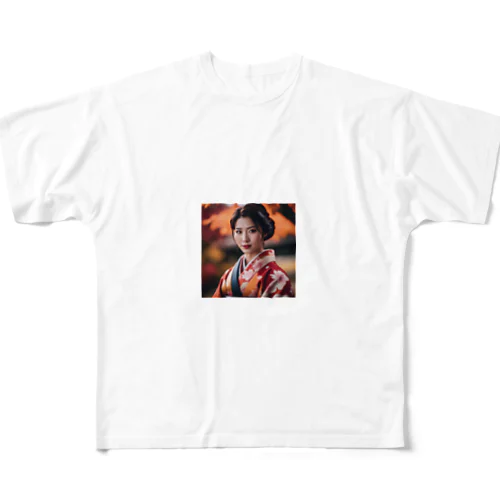 【秋田の美しさを纏う凛とした着物姿】 All-Over Print T-Shirt