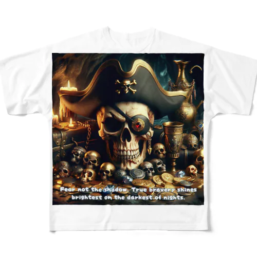 Shadowed Treasures: The Pirate's Legacy All-Over Print T-Shirt