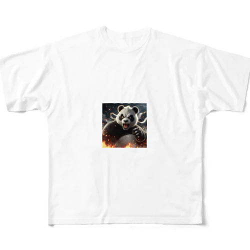 パンダ怒りの鉄拳 フルグラフィックTシャツ