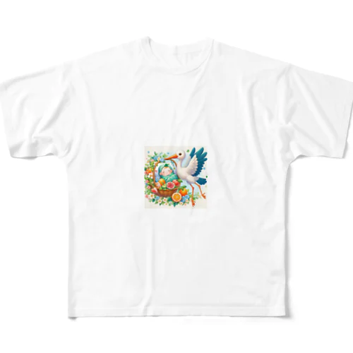 幸せを呼ぶコウノトリ2/Stork of Happiness2 All-Over Print T-Shirt