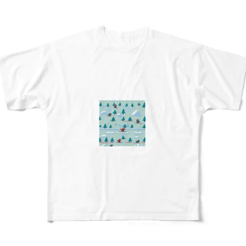 スキーヤーの猿 All-Over Print T-Shirt