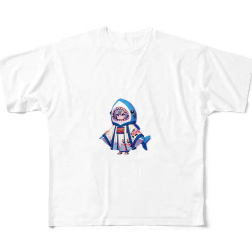 和風なサメちゃん All-Over Print T-Shirt