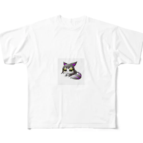 アニメ風猫 フルグラフィックTシャツ