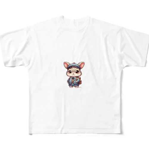 さぁ学校へ行こう　うさぴ フルグラフィックTシャツ