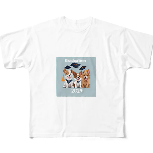 2024卒業アイテム　犬 All-Over Print T-Shirt