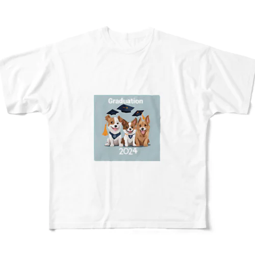 2024卒業アイテム　犬 フルグラフィックTシャツ