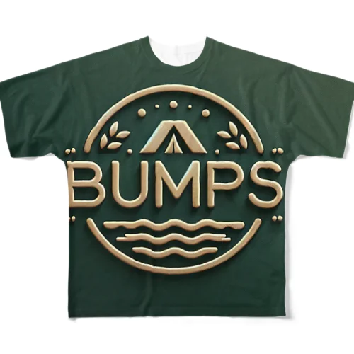 Bumpsの正式ロゴ フルグラフィックTシャツ