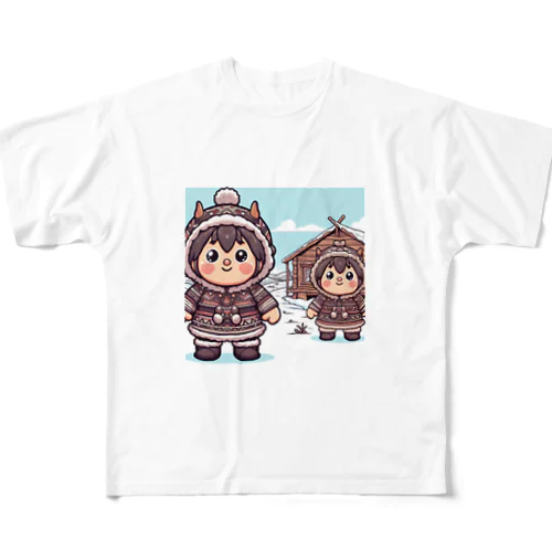 デフォルメされたアイヌ フルグラフィックTシャツ