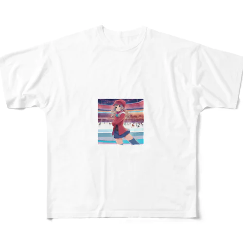 スケートをする女性 All-Over Print T-Shirt