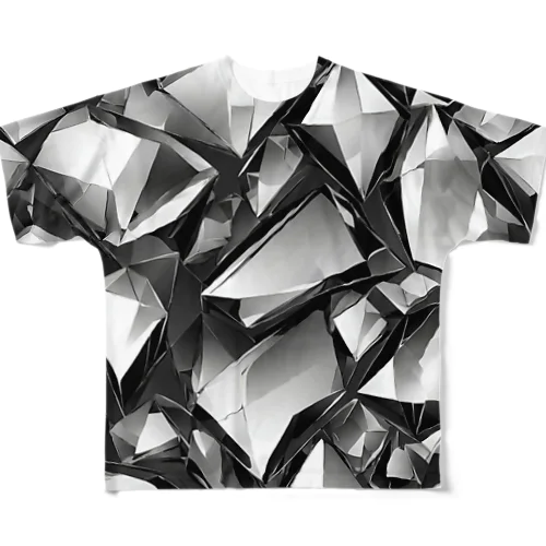 ブラック　クリスタル フルグラフィックTシャツ