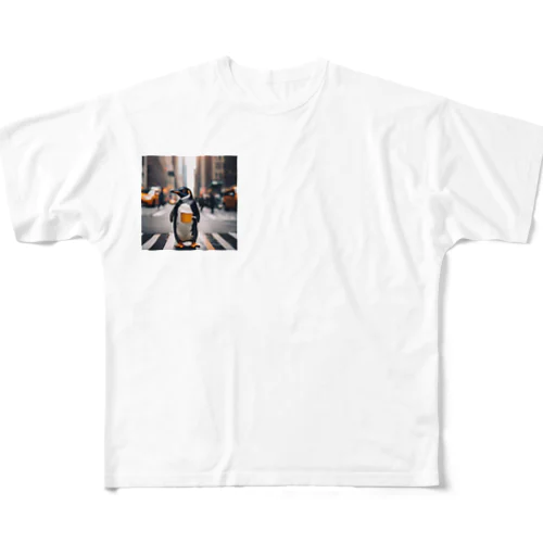 コーヒータイムなペンギン All-Over Print T-Shirt
