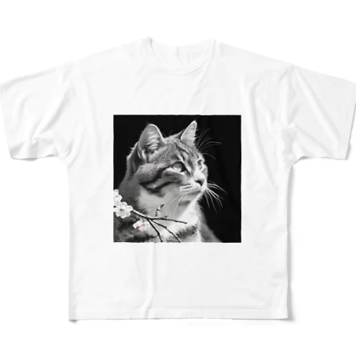 【猫】うららかな日差しの中で フルグラフィックTシャツ