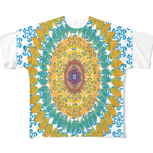 水辺に浮かぶひまわりの花 All-Over Print T-Shirt