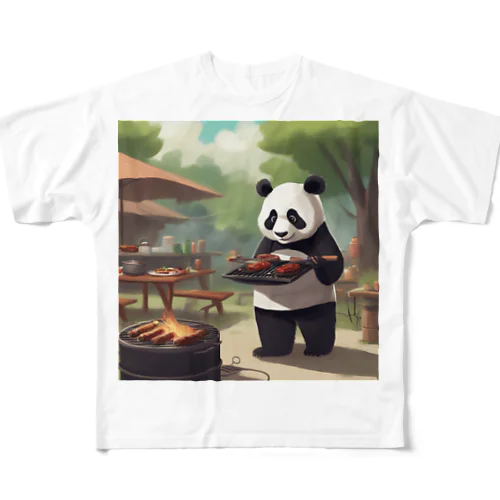 「食欲をそそるパンダが食事を運びます！」 All-Over Print T-Shirt