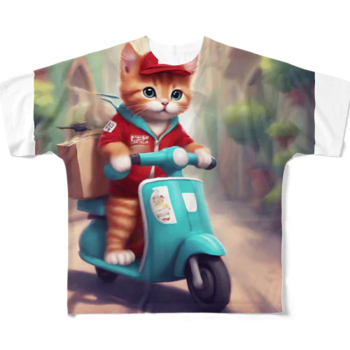 子猫のピザ配達員 フルグラフィックTシャツ