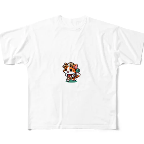 冒険好きな猫 All-Over Print T-Shirt
