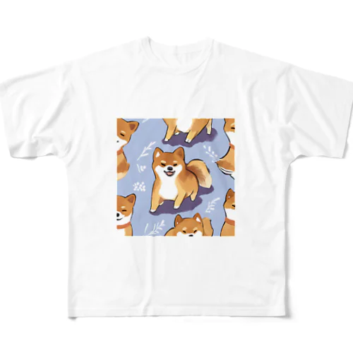 かわいい柴犬グッズ フルグラフィックTシャツ