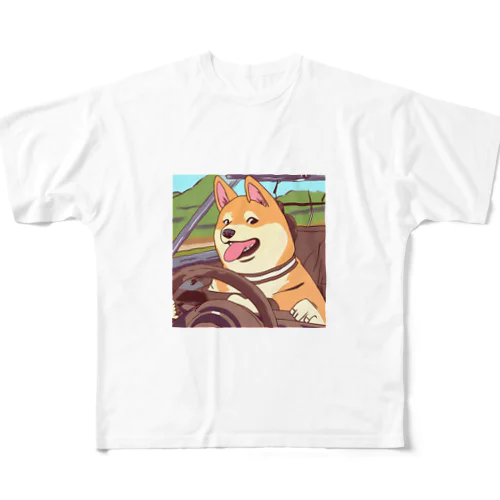 かわいい柴犬グッズ フルグラフィックTシャツ