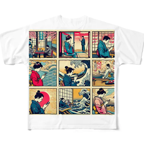 スマホ依存症 All-Over Print T-Shirt