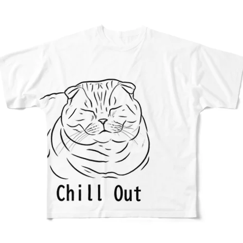 まったり猫 フルグラフィックTシャツ