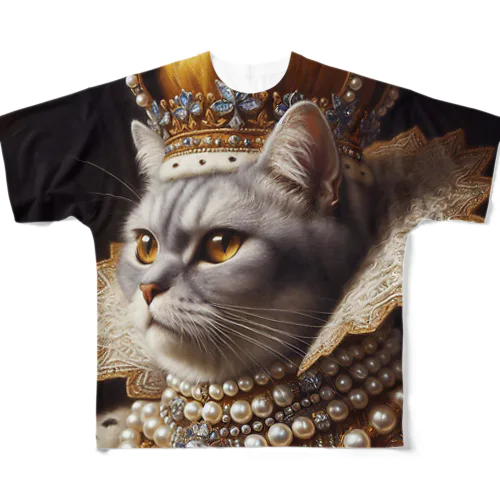 真珠ねこ　ジョージ3世 All-Over Print T-Shirt