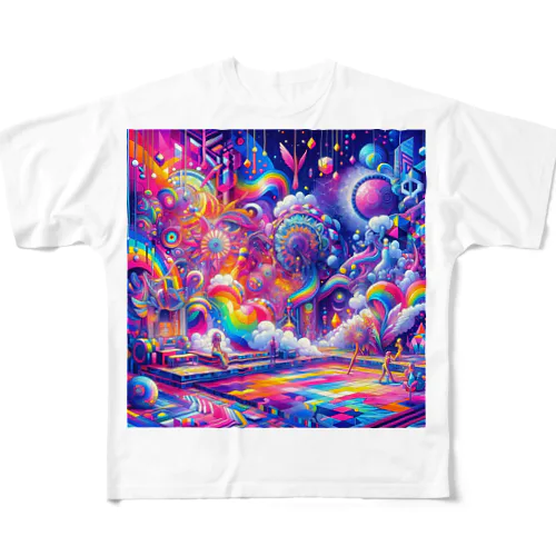 神聖リリスちゃん神殿 🌈💞29.サイケデリック宇宙バスターミナル フルグラフィックTシャツ